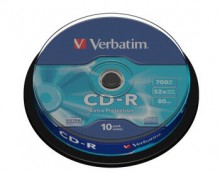 Ostatní - CD-R Verbatim 80min, 700MB, 52x, 10-pack, cakebox
