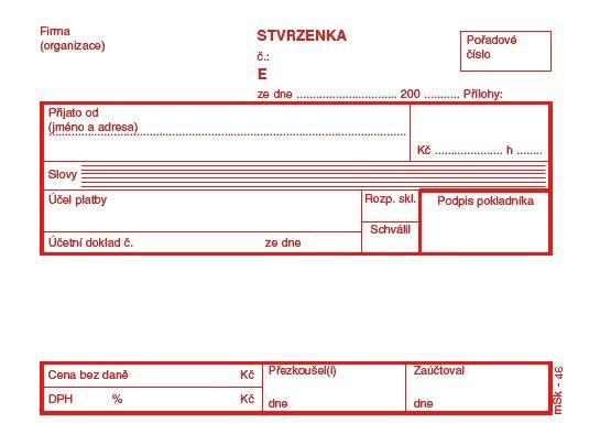 Příjmový pokladní doklad PU 1+1 mSk 46