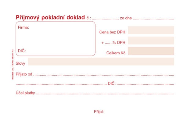 Příjmový pokladní doklad A6 NCR Baloušek PT020