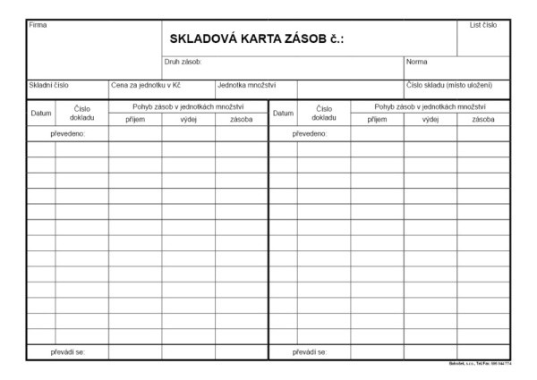 Skladová karta A5 Baloušek ET450