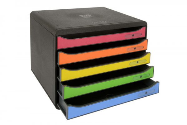 Zásuvkový box PLUS duhový 270 x 355 x 271 mm PS/PP, černá/mix duhových barev