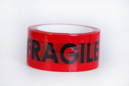 Páska lepící 50x66m fragile červená-čern, fragile-křehké