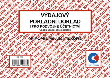 Výdajový pokladní doklad, podvojné účetnicví A6 NCR Baloušek PT050