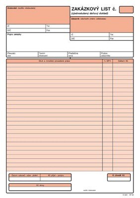 Zakázkový list A4 NCR Optys 1084