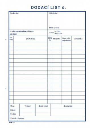 Dodací list A5 mSk 10