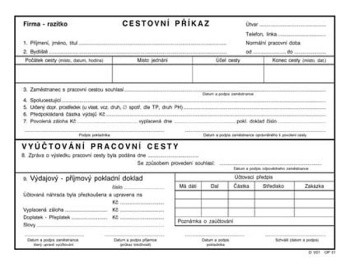 Cestovní příkaz A5 Optys 1051