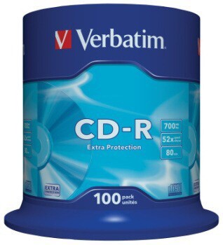 CD-R Verbatim 80min, 700MB, 52x, 100-pack, cakebox