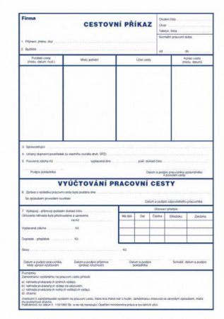 Cestovní příkaz A4 mSk 501