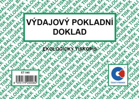 Výdajový pokladní doklad A6 Baloušek ET040 nepropisující