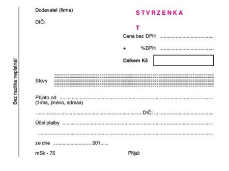 Stvrzenka A6 3x25 propisujicí mSk 75