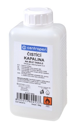 Čistící kapalina na bílé tabule
