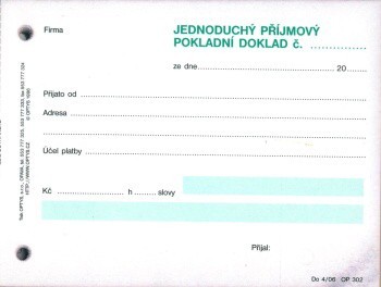 Příjmový pokladní doklad NCR Optys 1302