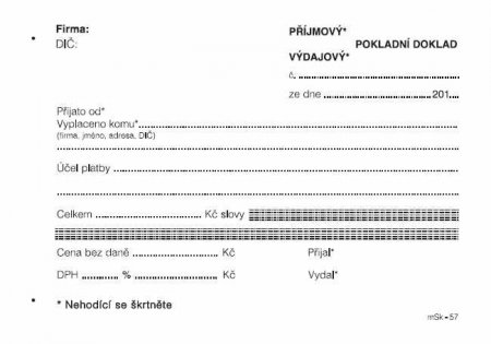 Pokladní doklad univerzální propisujicí mSk 57