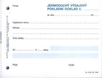 Výdajový pokladní doklad Optys 1036