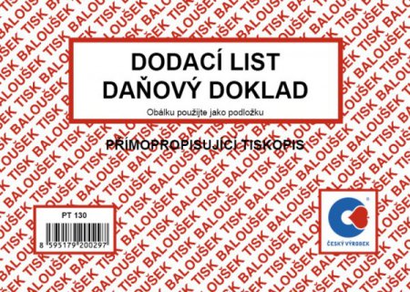 Dodací list A6 NCR Baloušek PT130