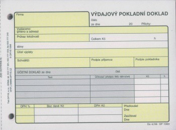 Výdajový pokladní doklad, podvojné účetnictví NCR Optys 1083