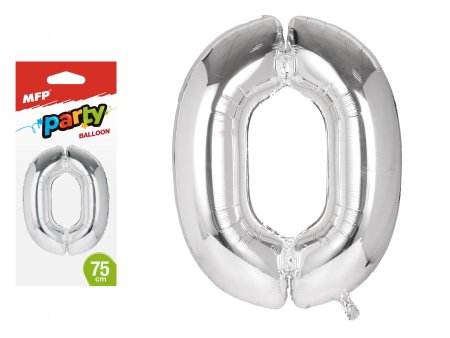 Balónek č. 0 nafukovací fóliový 75 cm - stříbrný