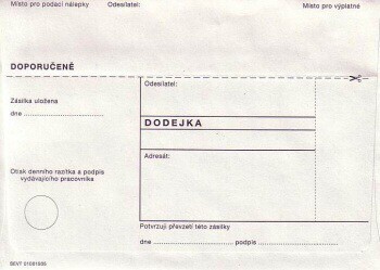 Poštovní obálka B6 dodejka bílá