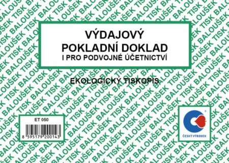 Výdajový pokladní doklad, podvojné účetnictví A6 Baloušek ET050 nepropisující