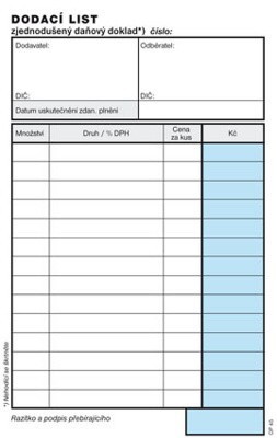 Dodací list A6 Optys 1045