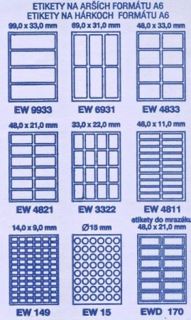 Etikety aršíky malé bal 15 ks
