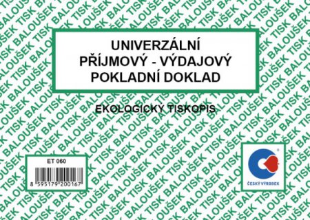 Pokladní doklad univerzální A6 Baloušek ET060, nepropisující