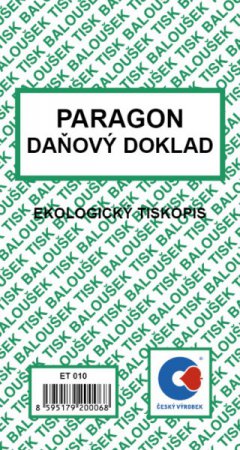 Paragon daňový doklad Baloušek ET010 nepropisující
