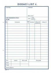 Dodací list A5 propisujicí mSk 11