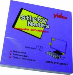 Bloček samolepící Y, 75 x 75 mm, fialový