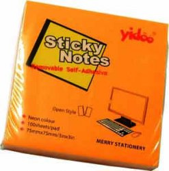 Bloček samolepící Y, 75 x 75 mm, oranžový