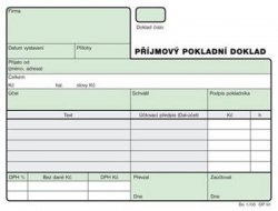 Příjmový pokladní doklad, podvojné účetnictví A6 NCR Optys 1091