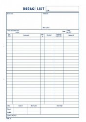 Dodací list A4 propisujicí mSk 13