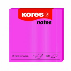 Bloček Kores fluo 75x75 mm růžové