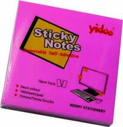 Bloček samolepící Y, 75 x 75 mm, růžový