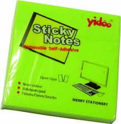 Bloček samolepící Y, 75 x 75 mm, zelený