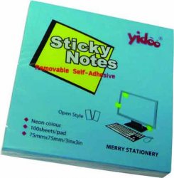 Bloček samolepící Y, 75 x 75 mm, modrý