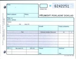 Příjmový pokladní doklad, podvojné účetnictví 2 x 50 listů číslovaný Optys 1039