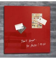 Skleněná magnetická tabule 48 x 48 cm červená